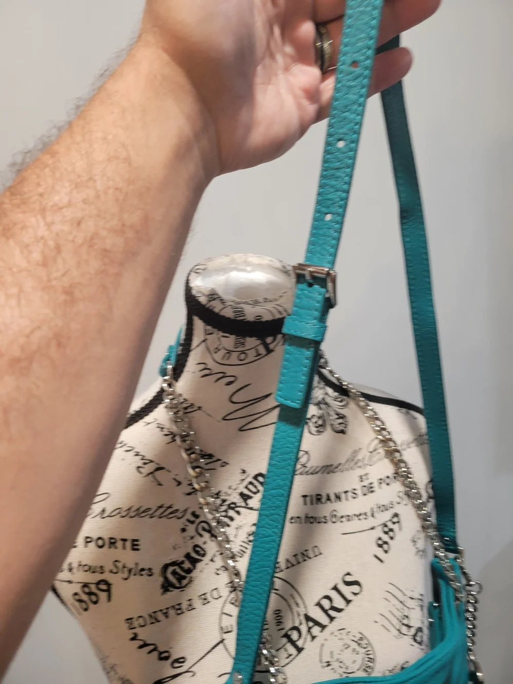 Michael Kors Turquoise Leather Shoulder Bag with Chain Strap
